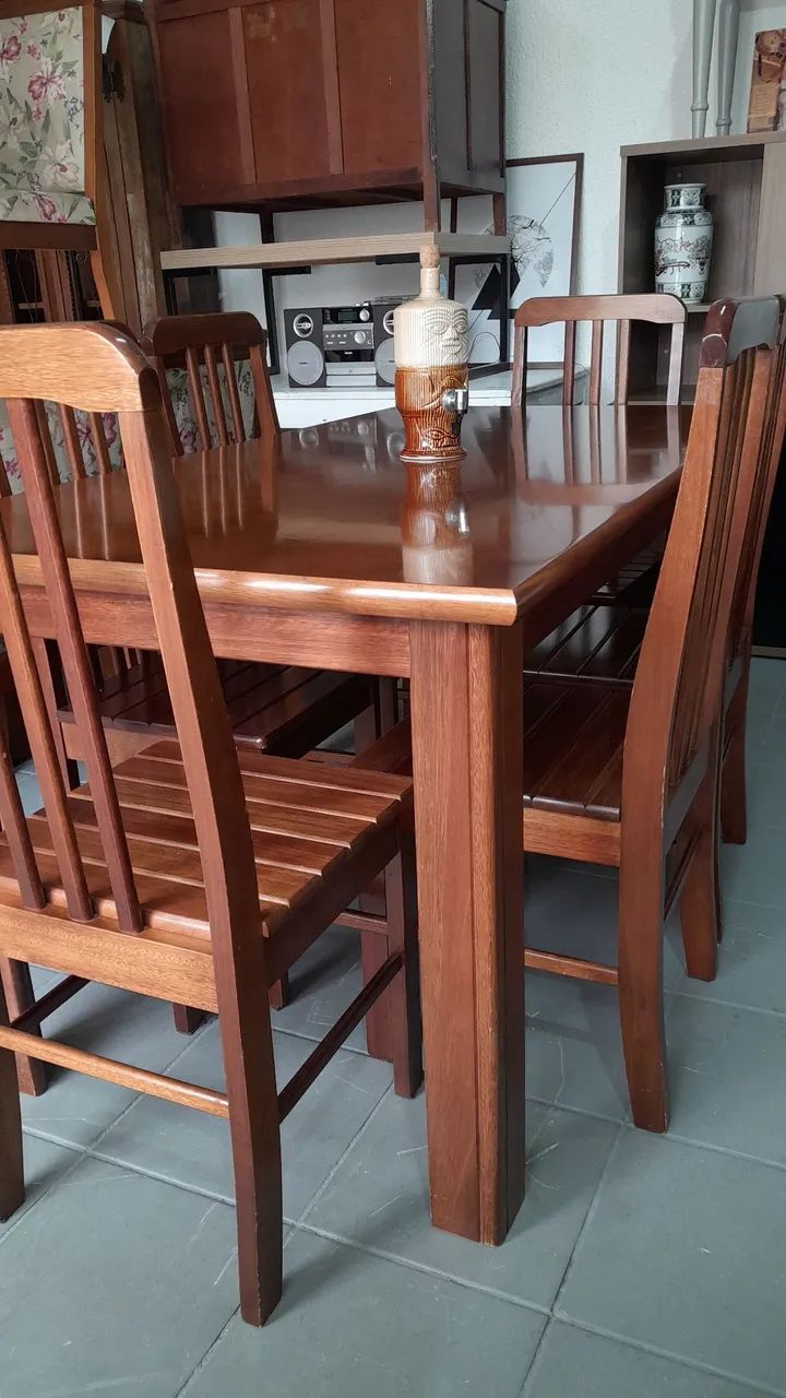 Mesa Madeira 1,60 X 85  com 6 cadeiras  - Foto 2