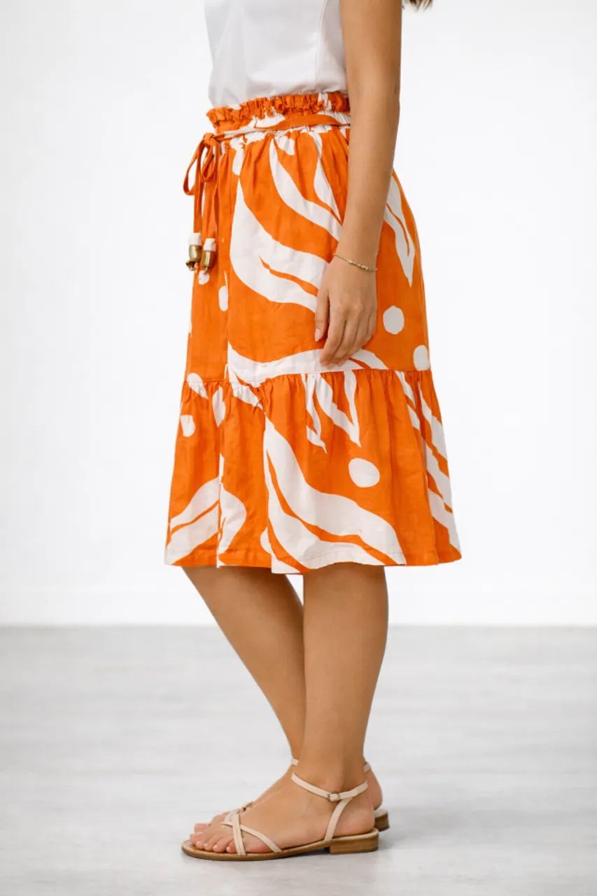 Saia Midi Laranja Tropical Veste M - Foto 2