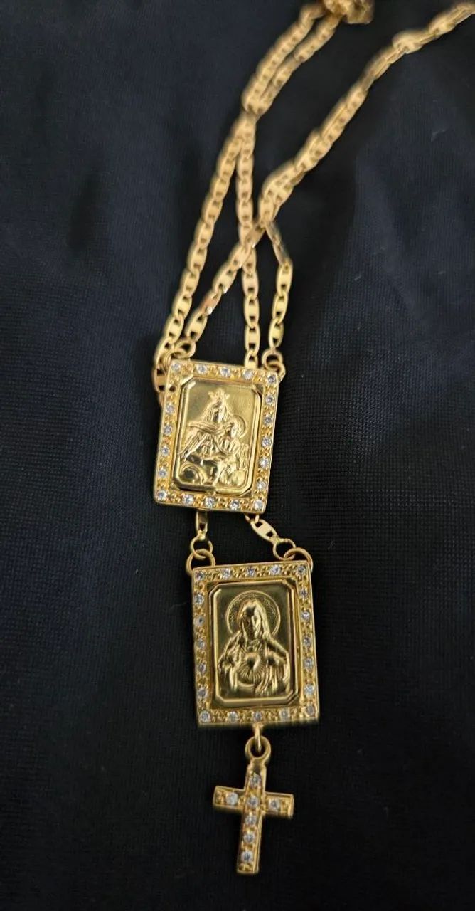 Cordão de ouro escapulário 