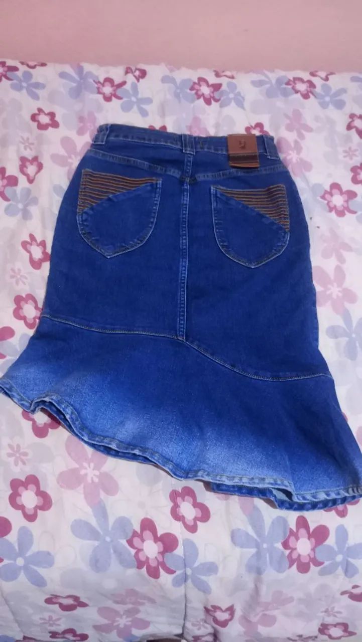 Saia jeans azul tamanho 36 - Foto 2