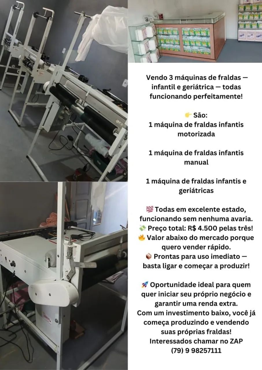 Vendo máquinas de fraldas geriatricas e infantis