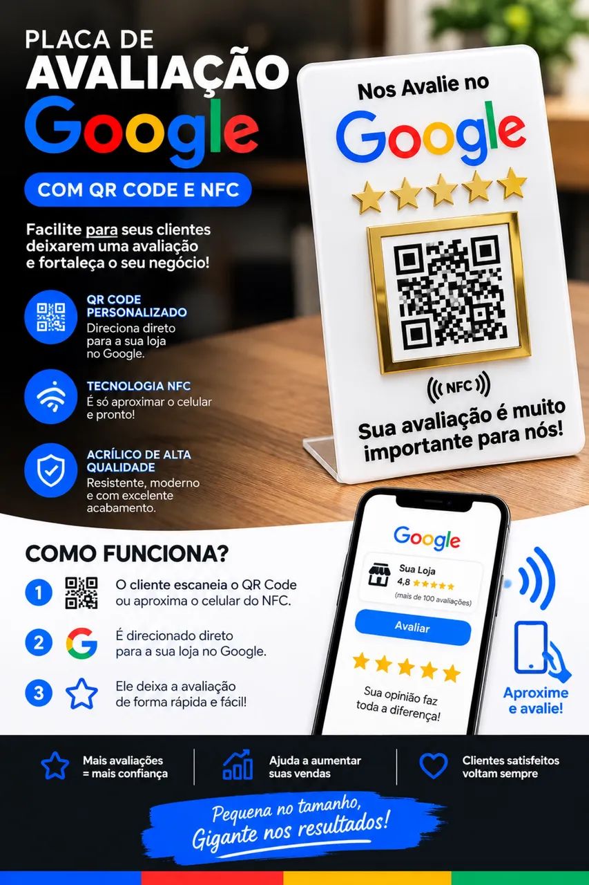 PLACA DE AVALIAÇÃO GOOGLE 