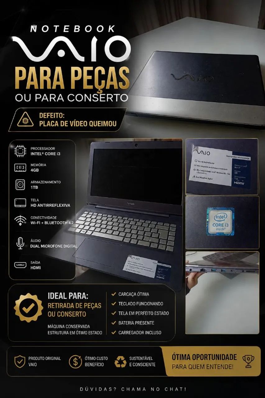VAIO Notebook Com Defeito - Não Funciona a Placa de Vídeo