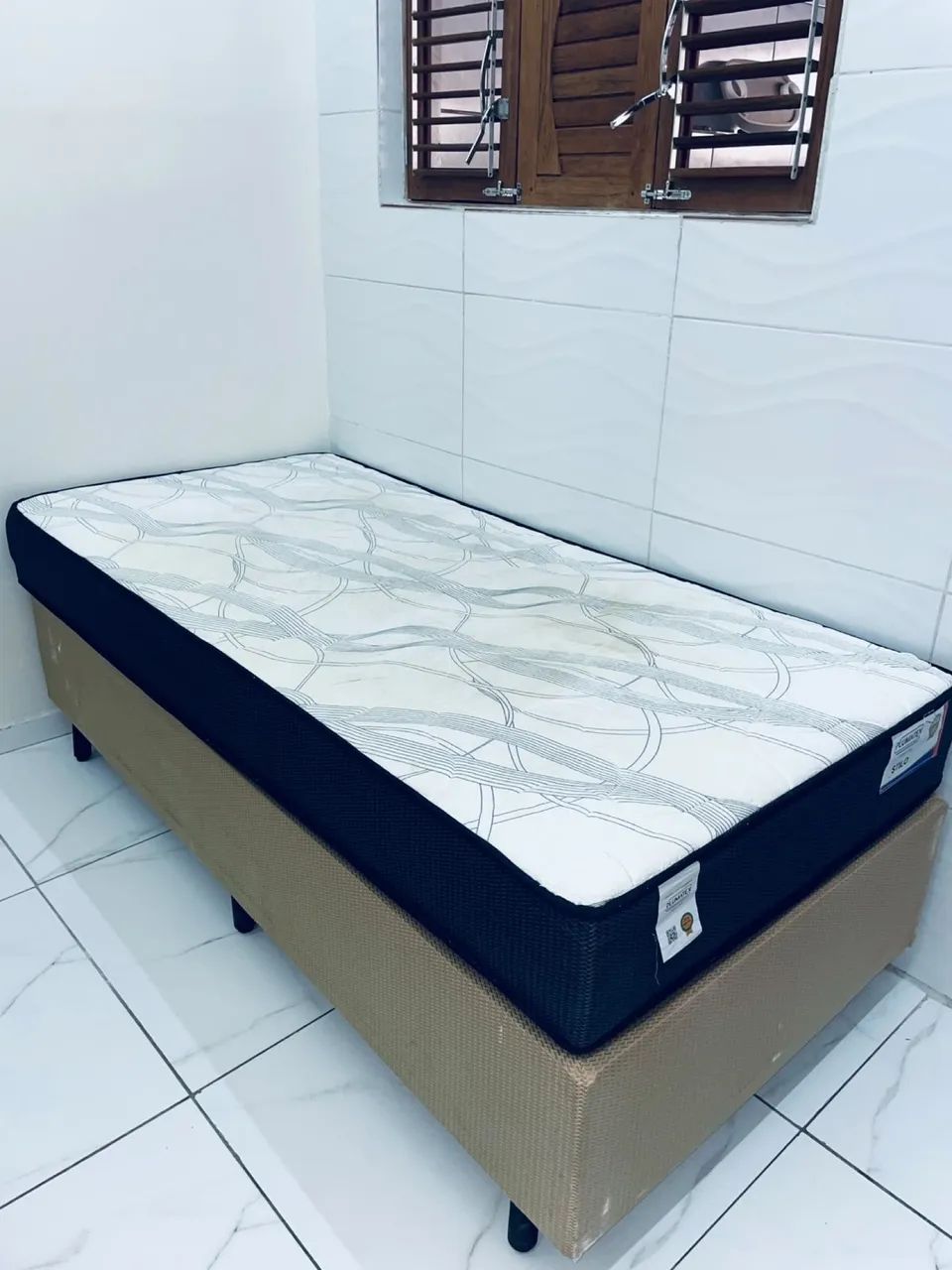 Cama box de solteiro completa Plumatex - Colchão Plumatex Stilo 88×188×22 + base  - Foto 3
