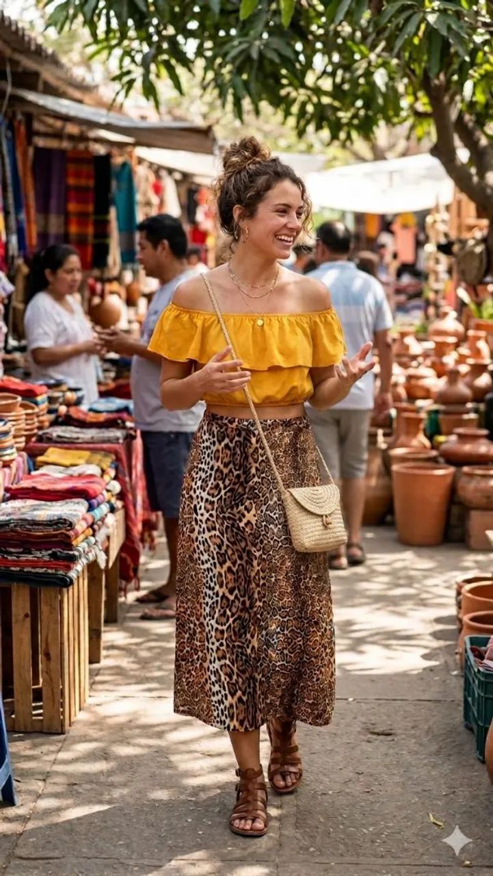 Saia longa estampa animal print 