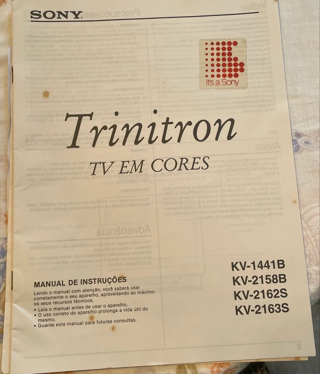 Manual de instruções Sony Trinitron TV em cores 