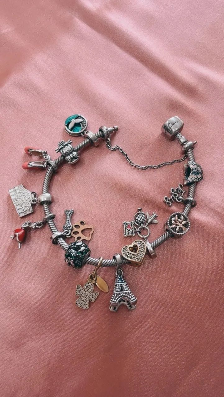Pulseira Live VIVARA com corrente de segurança e 14 Berloques  - Foto 3
