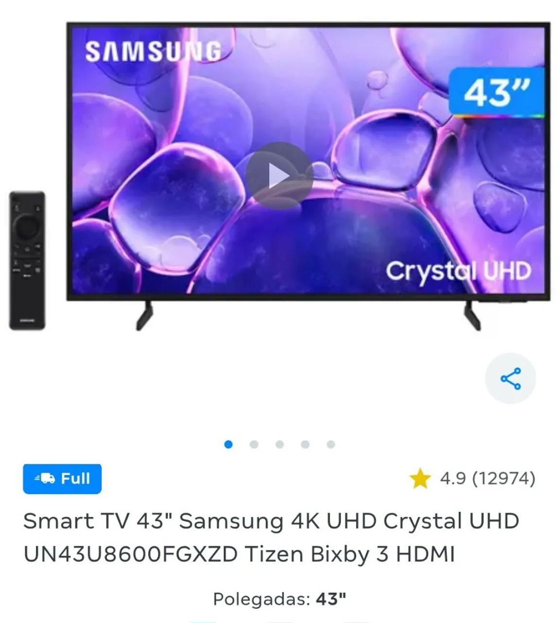 Tv Samsung 4k cristal 43 polegadas  - Foto 2