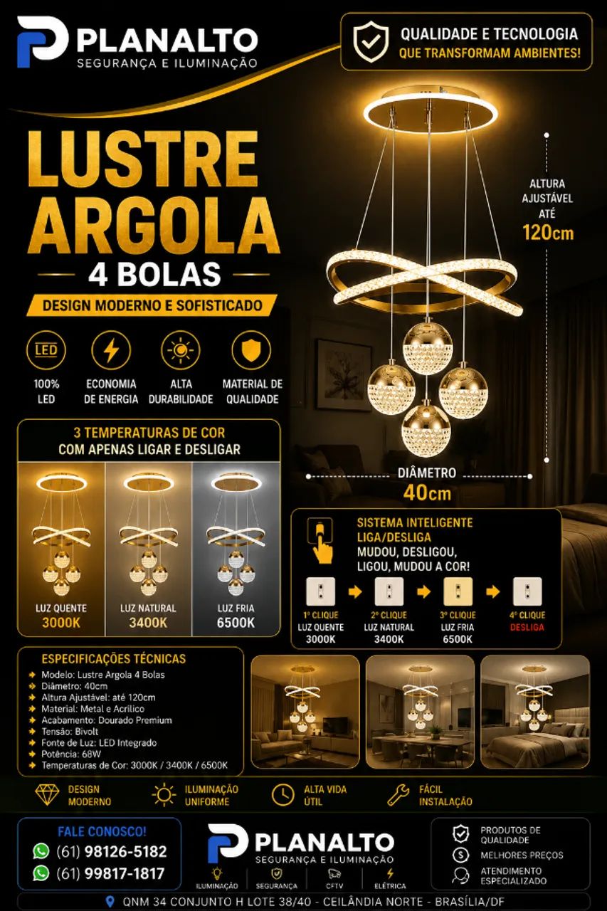 LUSTRE ARGOLAS 4 BOLAS 