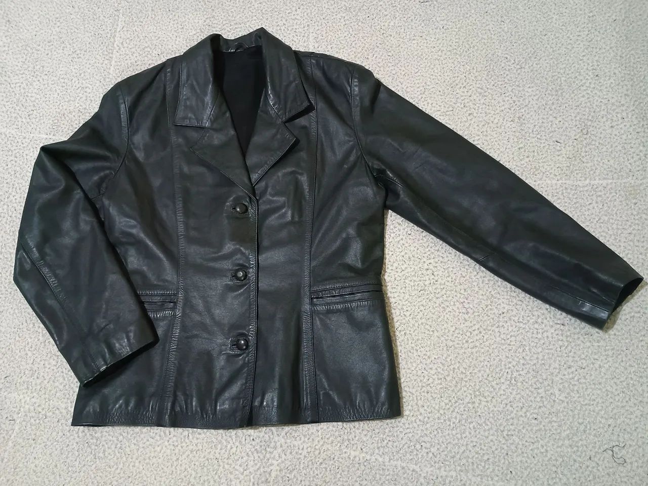 Blazer Vintage Le Cuir Couro Legítimo Preto M