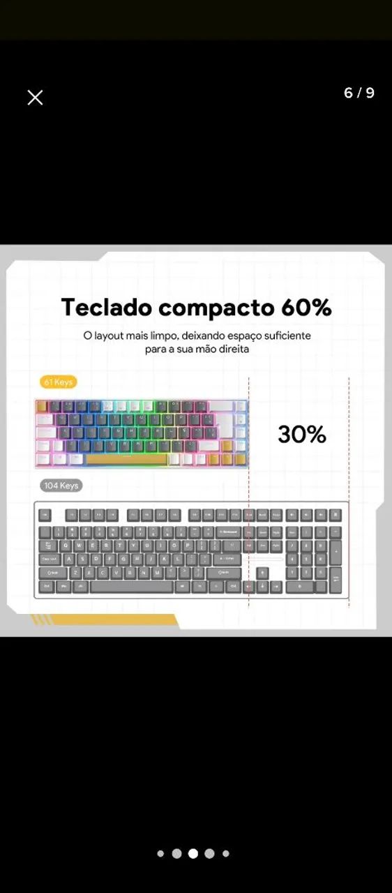 teclado mecânico zifriend tk68 switch brown