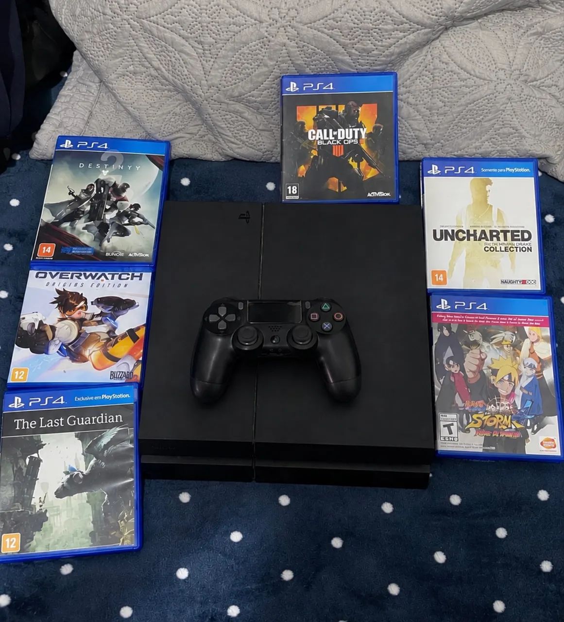 PS4 ORIGINAL E JOGOS (CONTROLE + CABOS)