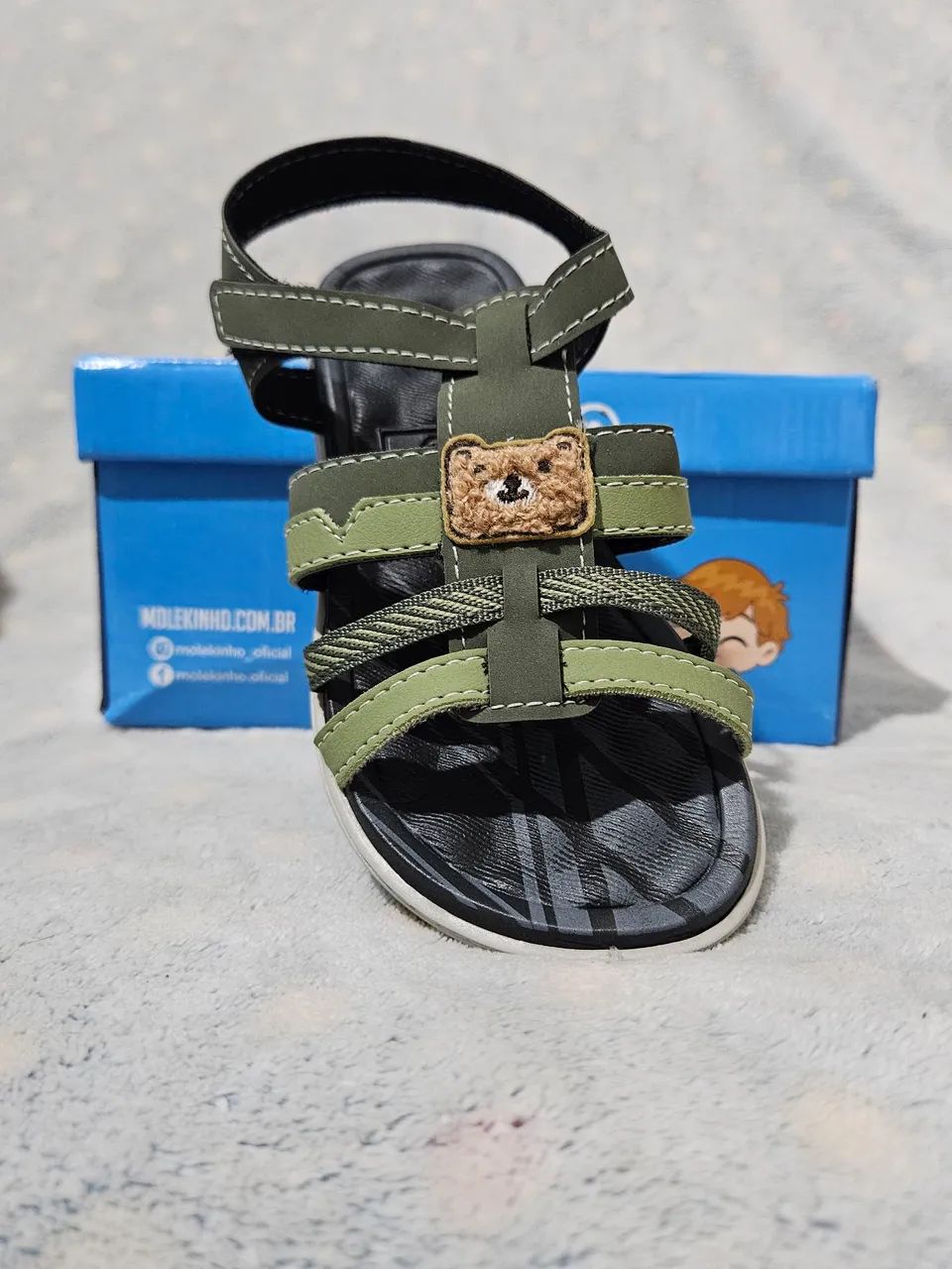 Sandália Papete Infantil Molekinho Pesponto Verde