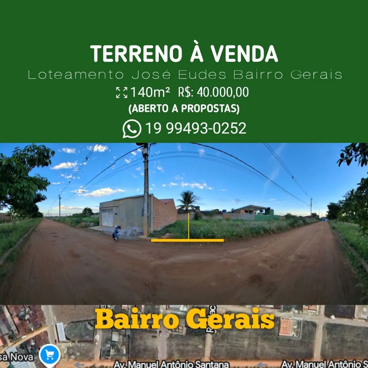 Terreno a venda e para propostas 7x20 140m² 