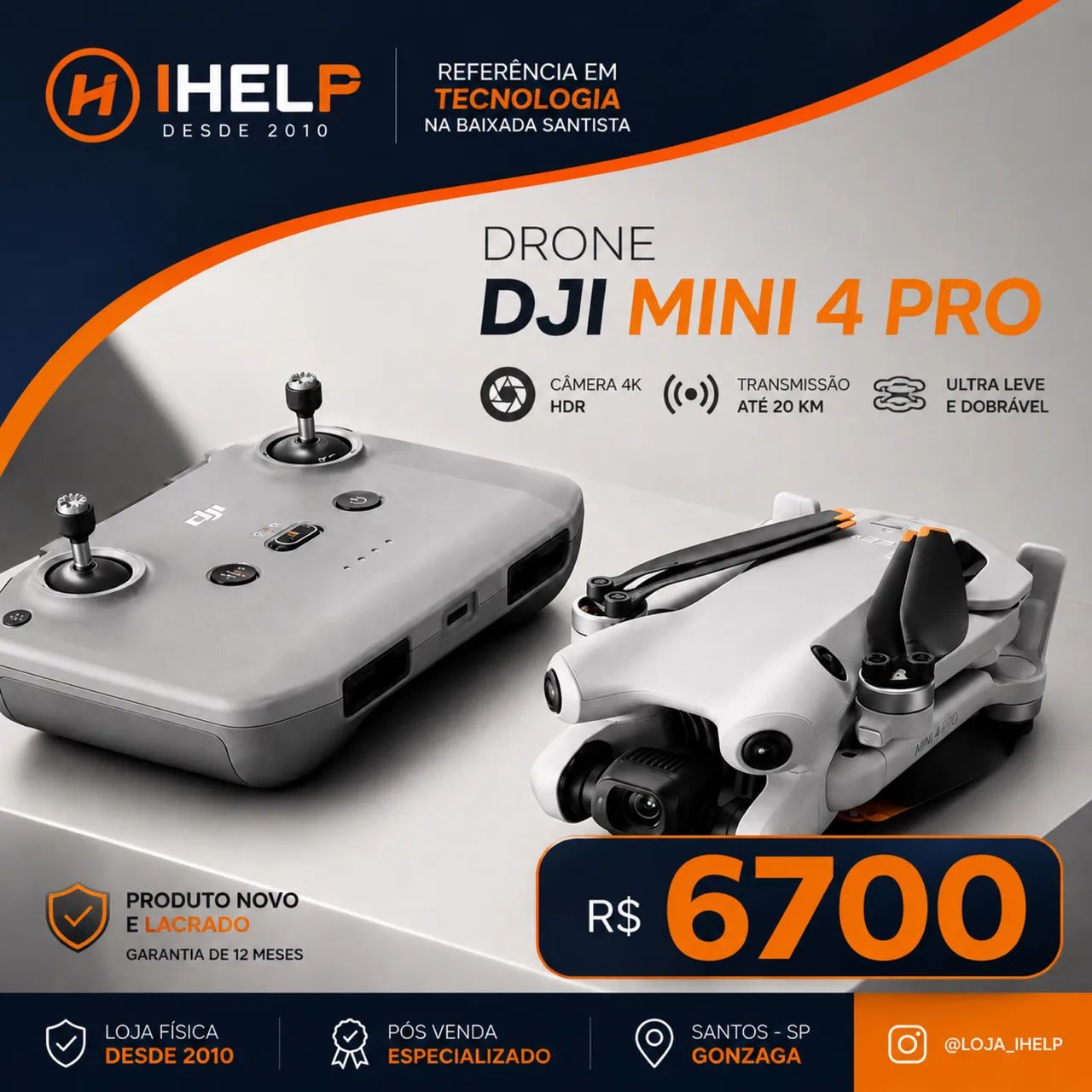 DRONE DJI MINI 4 PRO SEM TELA