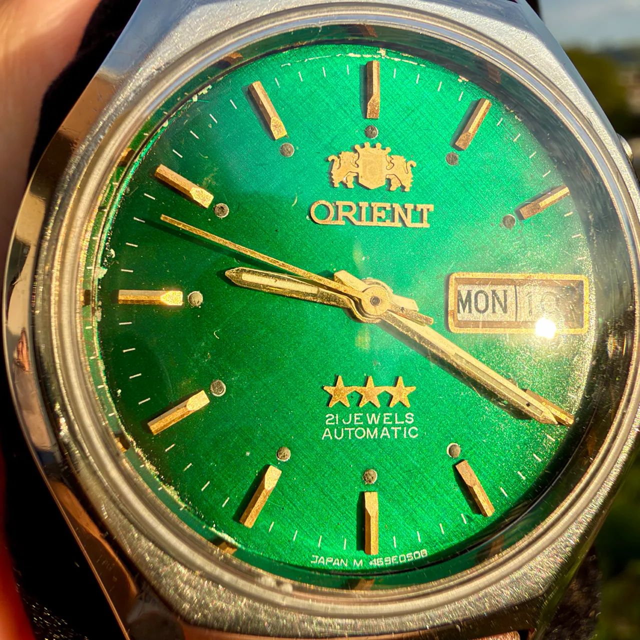 Orient 3 Estrelas Verde Texturizado