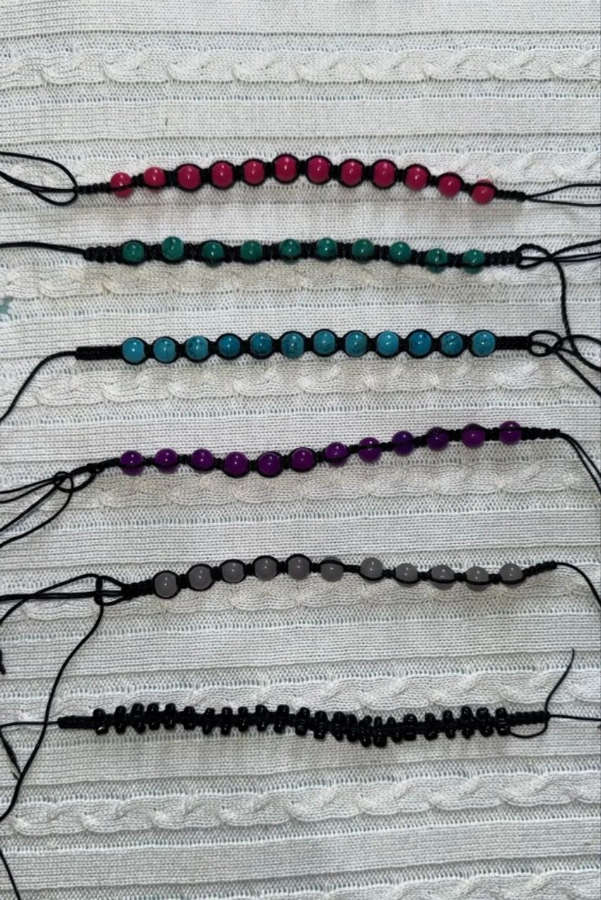 kit pulseiras coloridas miçangas com 4 carretel de linhas