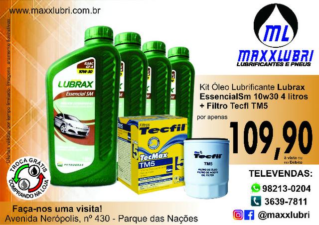 Kit Óleo Lubrax Essencial SM 10w30 + Filtro Óleo Tecfil TM5