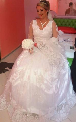 LINDO Vestido de Noiva princesa Completo