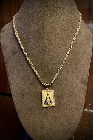Conjunto em Ouro 18k corrente Trancelim + Pingente