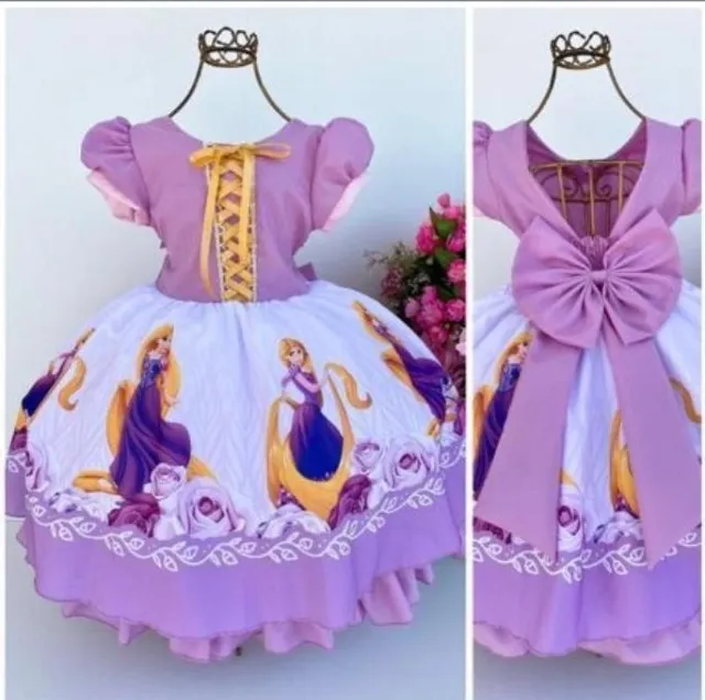 Vestido Infantil Social Daminha Princesa Sofia Aniversário Rapunzel Festa 1  A 3 Anos Luxo