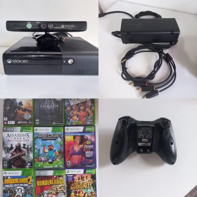 Xbox 360 Slim Bloqueado+kinect+2 Controles+31 Jogos Originais Em Hd -  Desconto no Preço