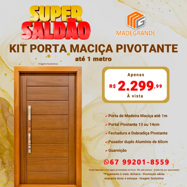 Kit Porta Maciça Pivotante