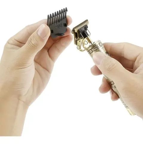 Máquina Cortar Cabelo Aparador Barbeador Pelos Corpo 15cm Cor Dourado 110v/220v - Foto 4