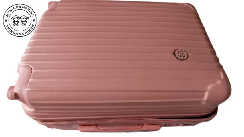 Conjunto Mala De Bordo 10kg  c/ Rodas 360° E Frasqueira - ROSA  - anti furto - Foto 4