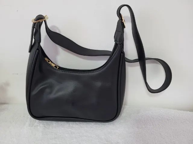Bolsa tiracolo com Zíper - Pequena - Cor Preta