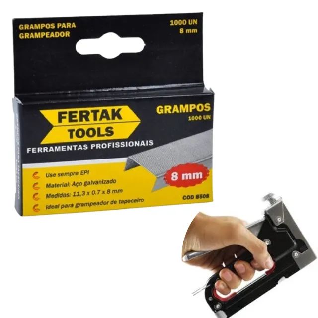 Grampo Para Grampeador Manual 8mm Total 1.000 Grampos Profissional _ FE117 - Foto 3