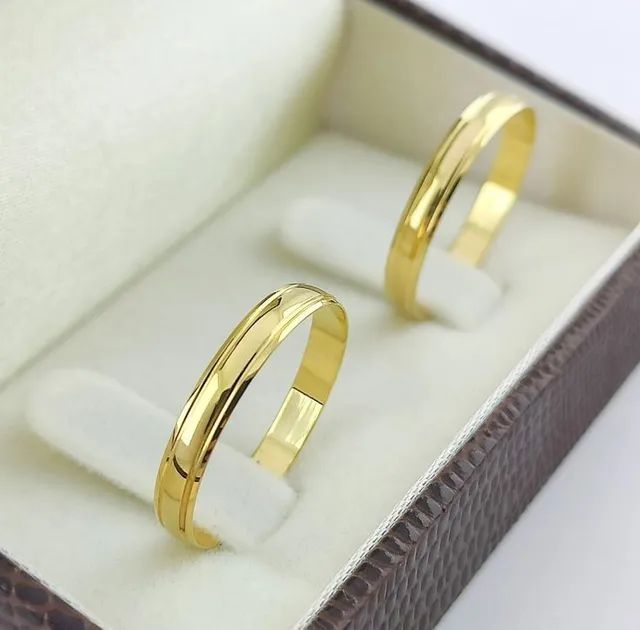 Par de Aliança  ouro 18k-750 3mm