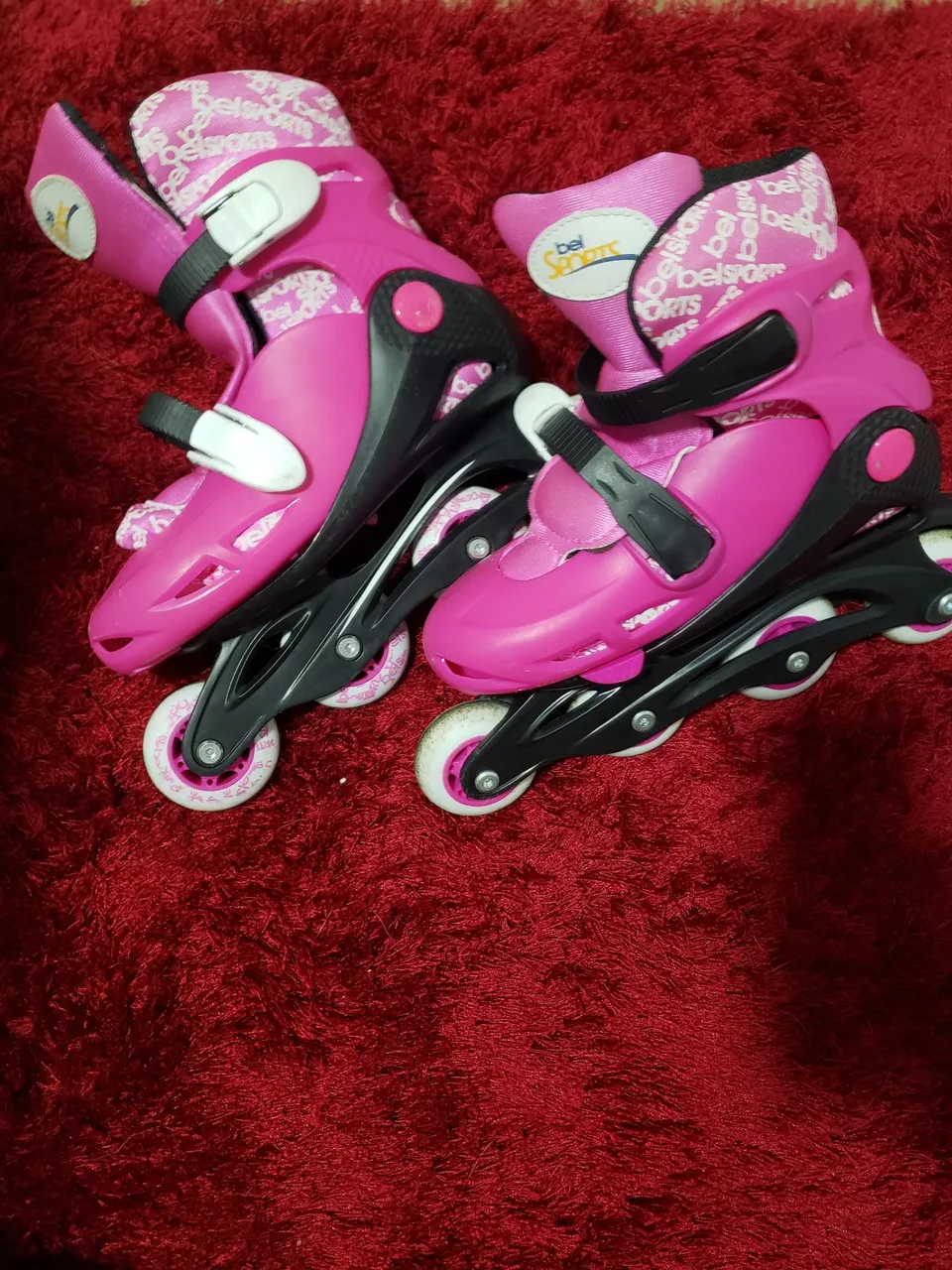 Patins Roller BelSports Rosa - Tamanho Ajustável