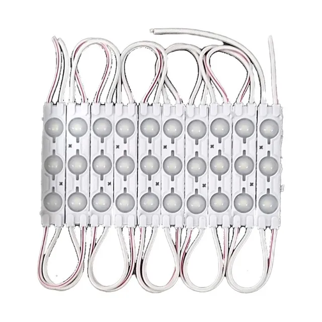 Kit 20 Módulos de Led 3-Leds 12v Lente 160º 7025 Branco Frio Samsung