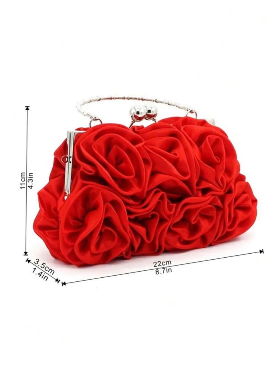 Bolsa de Mão Vermelha com Design de Rosas