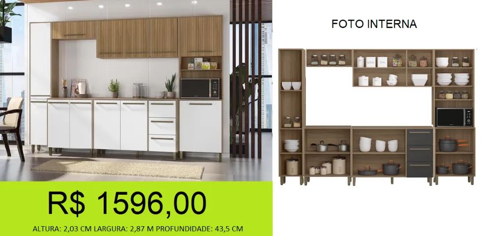 Cozinha modulada com amplo espaço interno - Parcele sem juros