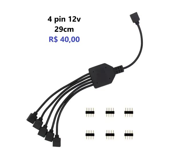 Splitter 4pin 12v fan fita led rgb 1 para 5