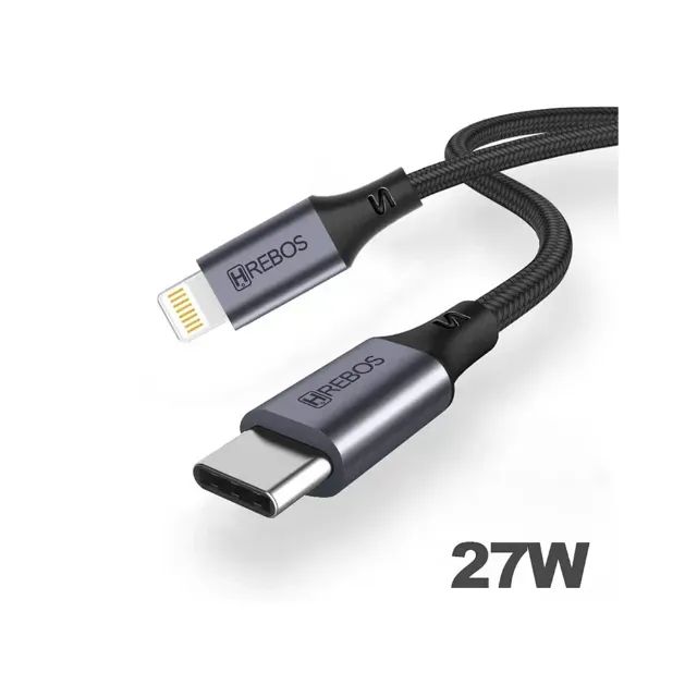 Cabo Auxiliar Hrebos USB-C para LIGHTNING - iphone, 27W, 1metro, Midnight  - Foto 2