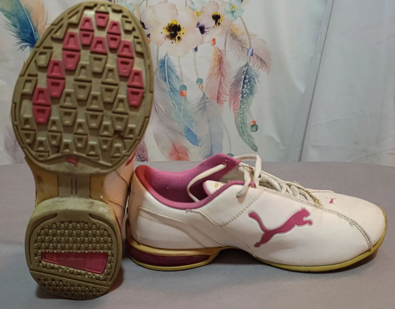 Tênis Puma Sport branco e rosa n.35 - Foto 4