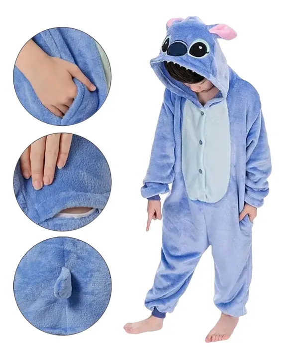 Pijama Stitch Lilo Macacão Pijama Stitch Azul ou Rosa.
