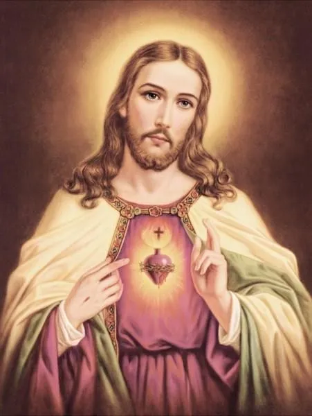 placa em porcelanato sagrado coraçao de jesus 61 cm x 41,5 cm