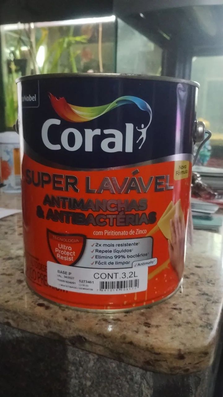 Tinta Coral Super Lavável Antimanchas e Antibactérias 3,2L