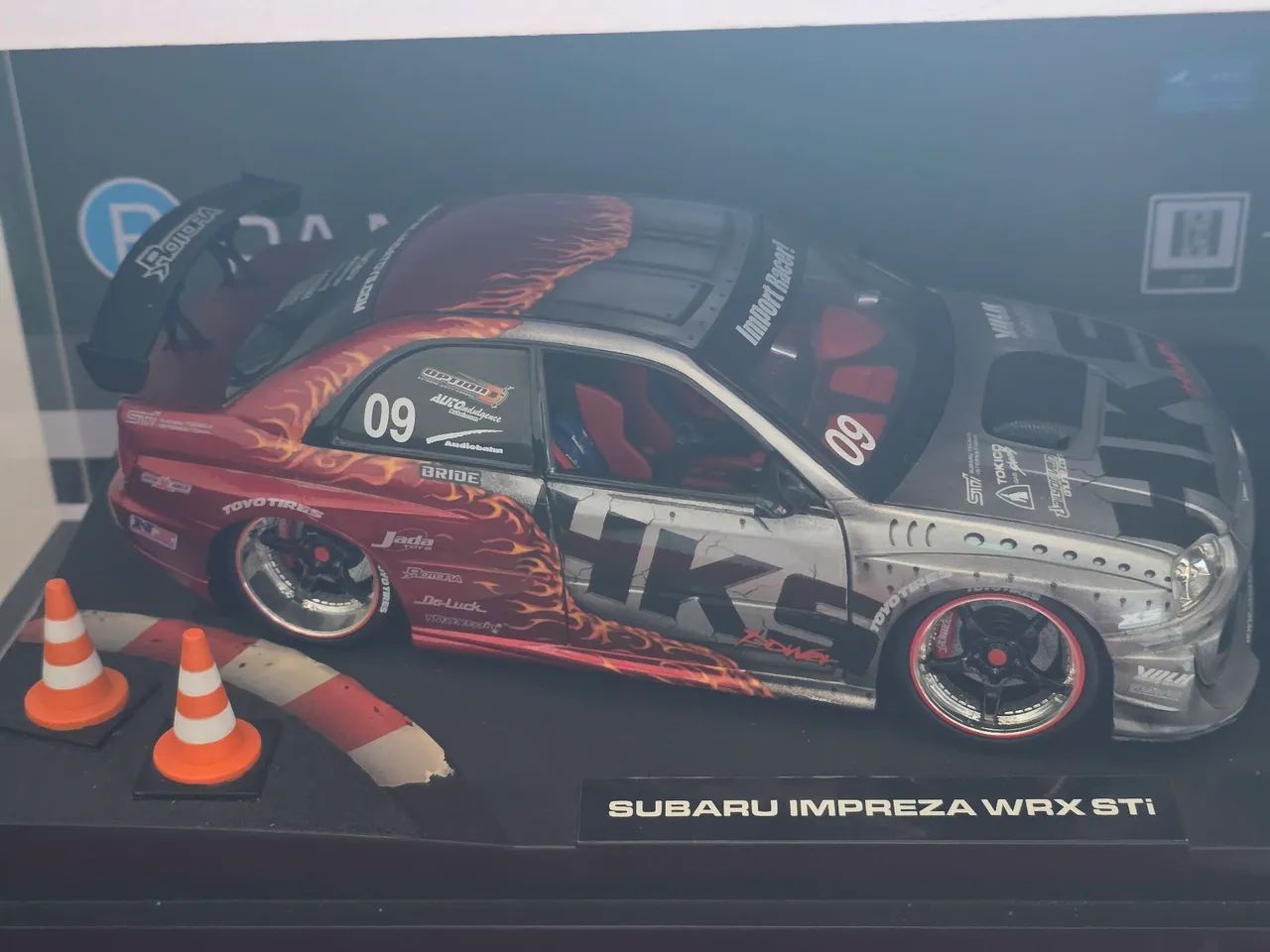 1:18 Scale Miniature Subaru HKS Jada Drift Model with Themed Drift Base