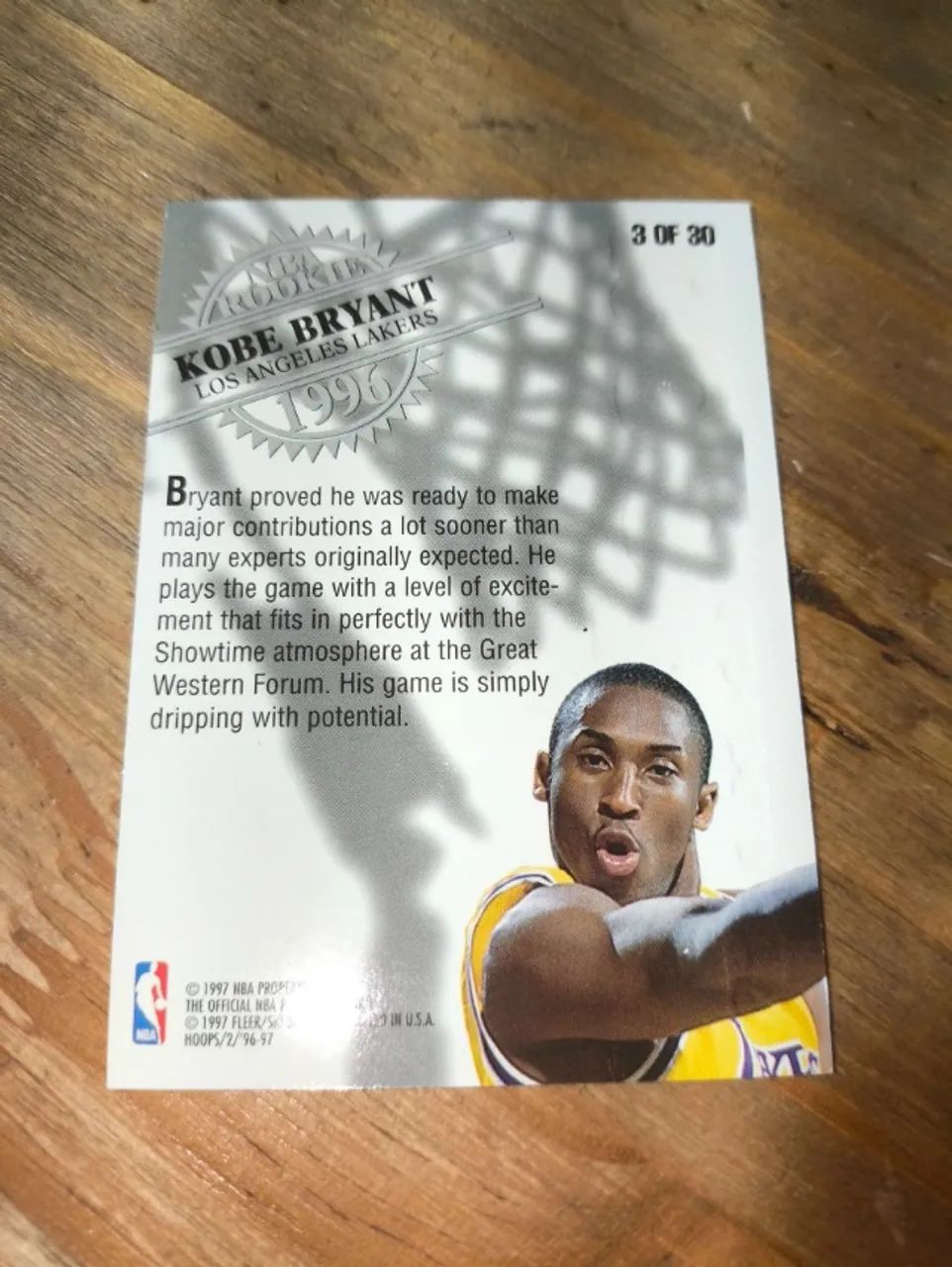 Card Kobe Bryant 1996 Hoops #3 Rookies - Foto 2