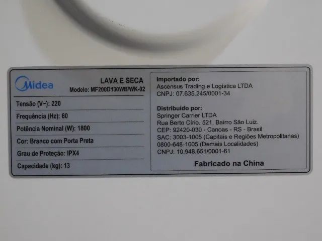 Lava e Seca 220V Midea - MF200D130WB/WK-02 Inverter - Foto 4