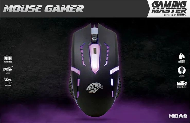 Mouse Gamer 1600dpi Moa8 Kmex *ENTREGA GRÁTIS* - Foto 3