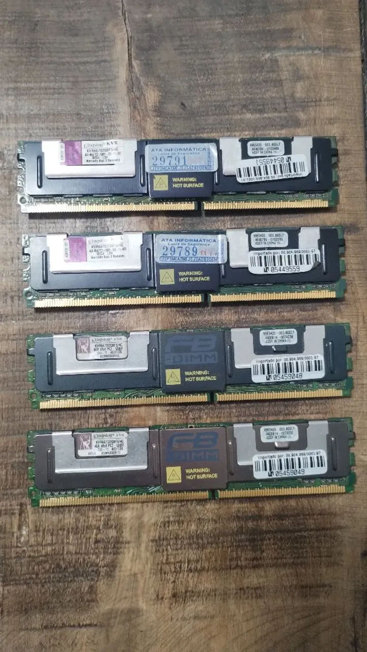 Memórias RAM Kingston e FB-DIMM para Servidor "somente server"- Diversos