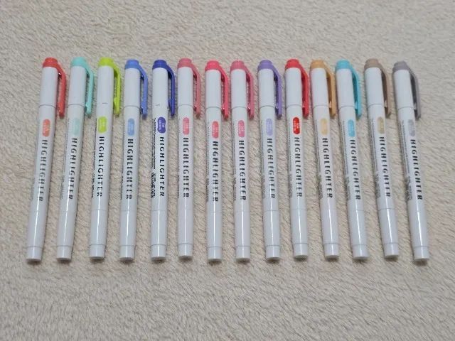 Marca-textos estilo Mildliner com ponta dupla 14 cores
