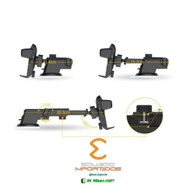 Suporte Veicular para Celular GPS Rotação 360 Base Ventosa - Foto 3