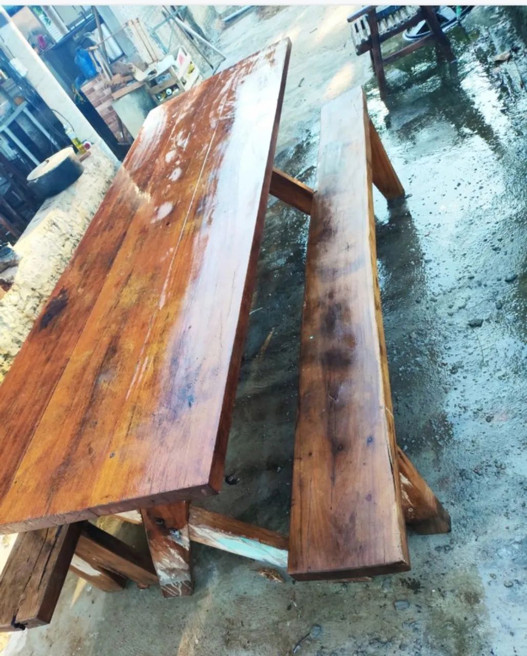 Mesa de madeira rústica para área externa64319740203907121